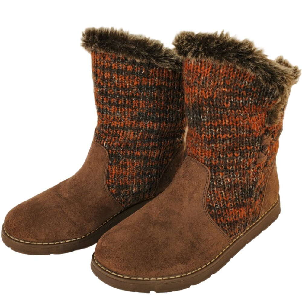 BOBS from Skechers Alpine Winter Warrior Slouch Boot Brown & Orange. Size 7